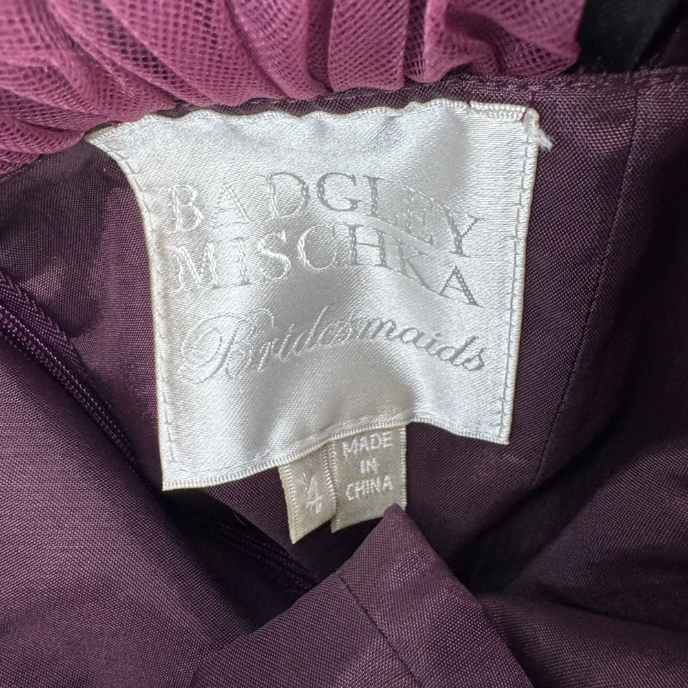 [Badgley Mischka] Burgundy Strapless Tulle Midi Dress Size 4 - Picture 7 of 11